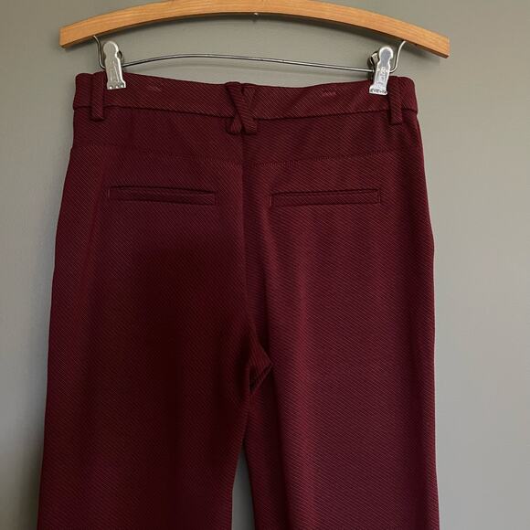 Anthropologie The Essential‎ Twill Trousers Burgundy Red Purple Size 4 Flare Leg - Picture 10 of 16